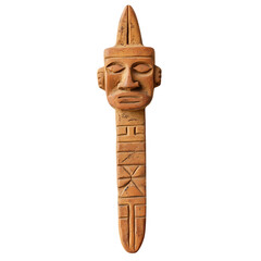 A Terracotta Arrow with Olmec Cleft Heads Shamanic Isolated on Transparent Background