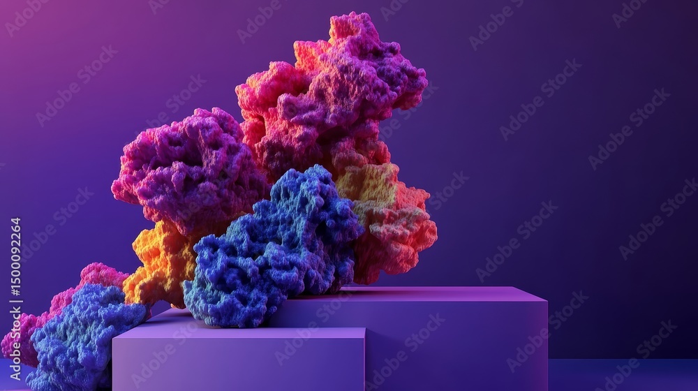 Aufkleber vivid abstract composition with colorful textures and vibrant lighting showcasing the interplay of s