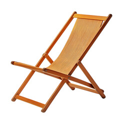 Minimalist Foldable Wooden Beach Chair with a Refin Isolated on Transparent Background