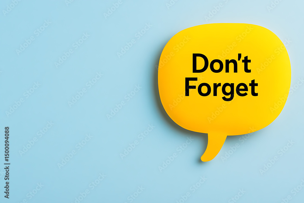 Poster a yellow speech bubble with the words 