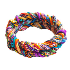 Artistic Woven Bracelet with Freeflowing Multicolor Isolated on Transparent Background