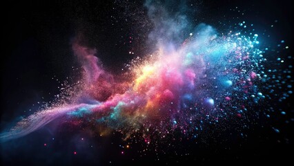 Naklejka premium Night Photography: Flying Dust, Light Suspension, Black Background - Stunning Image