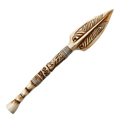 A Carved Bone Arrow with Polynesian Tatau Designs S Isolated on Transparent Background