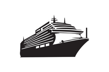Obraz premium Sea Cruise Ship silhouette art vector on white background