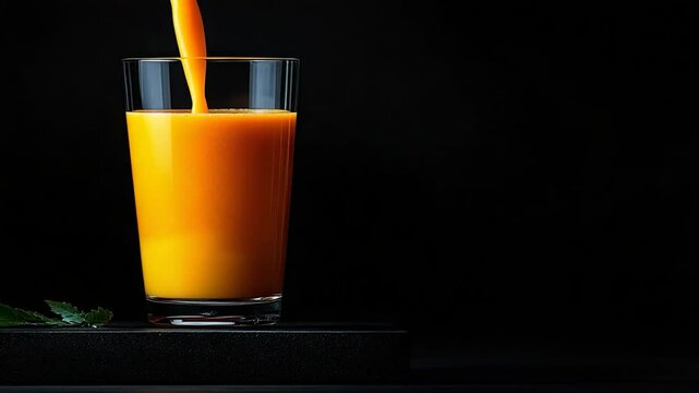 Vibrant Orange Juice Pouring into Glass