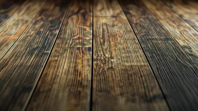 old wooden floor with textured planks, detail view, and perspective