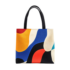Contemporary Canvas Bag with Bold Graphics and a Mo Isolated on Transparent Background