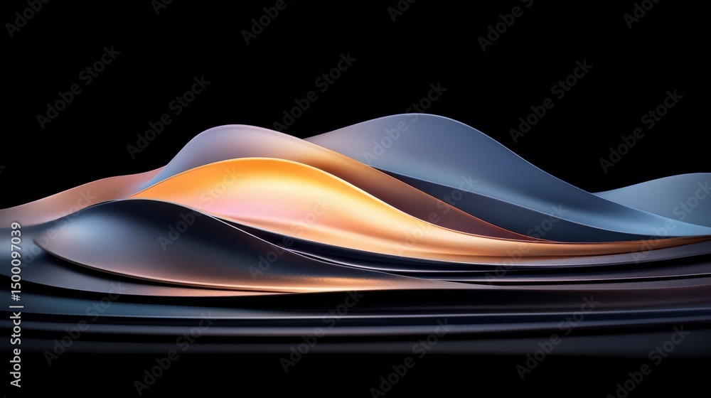 Aufkleber Series of waves with a yellow and blue color scheme. The waves are very long and the colors are very bright