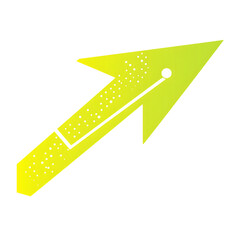 Bold Arrow with Impactful Vector Shapes in Electric Yellow Isolated on Transparent Background