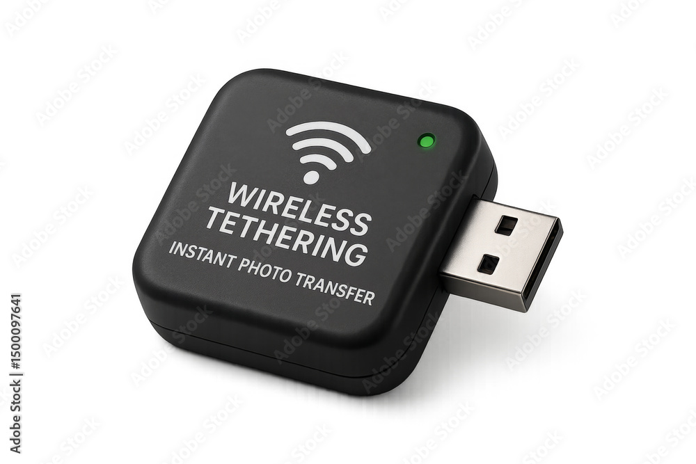 Poster wireless tethering device sending photos instantly with transparent background