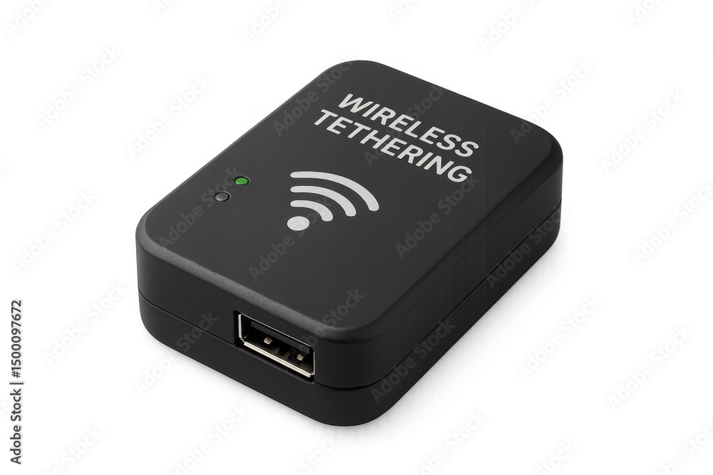 Aufkleber wireless tethering device providing internet access on transparent background
