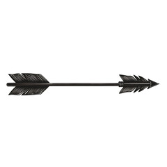 Minimal Arrow with Delicate Details in Jet Black Isolated on Transparent Background