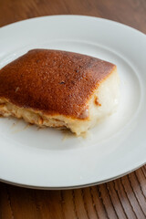 kazandibi dessert close up on white plate