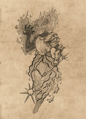 Ash Demon traditional illustration