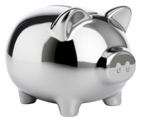 PNG Piggy bank Chrome material silver pig