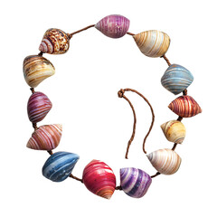 Playful Shell Anklet with an Array of Colorful Natural Shells Isolated on Transparent Background