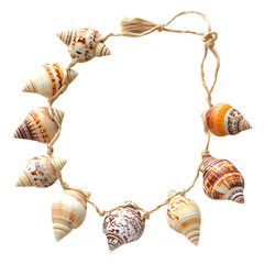 Chic Shell Anklet with Elegantly Arranged Natural Shells Isolated on Transparent Background
