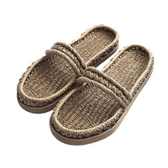Bohemian Espadrille Sandals with Organic Woven Text Isolated on Transparent Background
