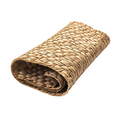 Elegant Minimalist Straw Beach Mat with a Classic W Isolated on Transparent Background