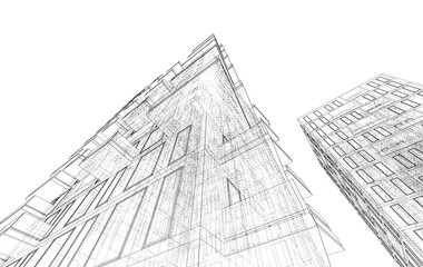 Abstract modern architectural 3d rendering