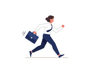 A professional woman sprints forward with a briefcase, overcoming doubt. Dynamic illustration with a modern, optimistic feel.  Focus on action and achievement.