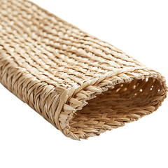 Elegant Minimalist Straw Beach Mat with a Classic W Isolated on Transparent Background