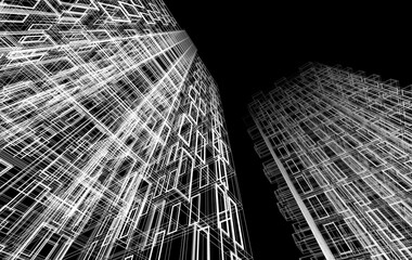 Abstract modern architectural 3d rendering