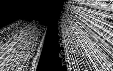 Abstract modern architectural 3d rendering