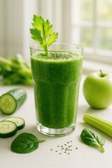Refreshing green smoothie with celery and spinach for a healthy lifestyle