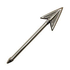 Modern Arrow with Smooth Contours in Sparkling Plat Isolated on Transparent Background