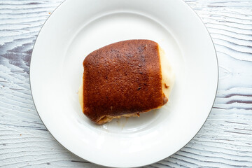kazandibi dessert close up on white plate