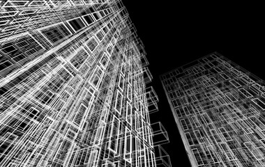 Abstract modern architectural 3d rendering