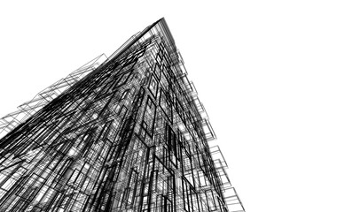 Abstract modern architectural 3d rendering