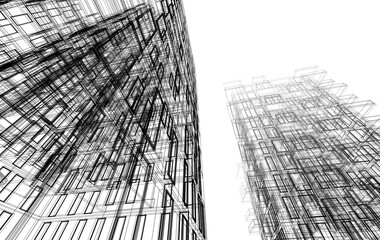 Abstract modern architectural 3d rendering