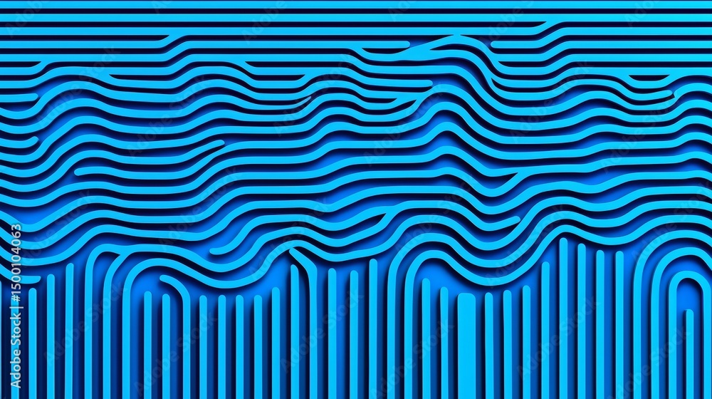 Leinwandbilder the image is a blue and white abstract painting with a blue wave pattern. the blue color is dominant