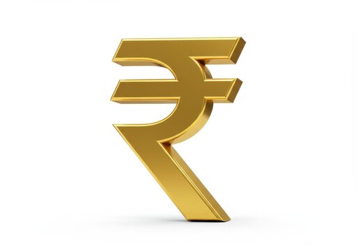 3D Illustration of Golden indian rupee symbol isolated on white background