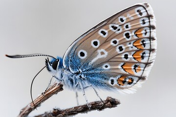 Obraz premium Stunning Closeup of Common Blue Butterfly on Branch