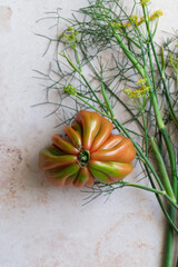 Fresh heirloom tomato and fennel, perfect for e-commerce listings. Showcase organic produce in your online store. Ideal for grocery, farmer’s market, or vegetable product pages.