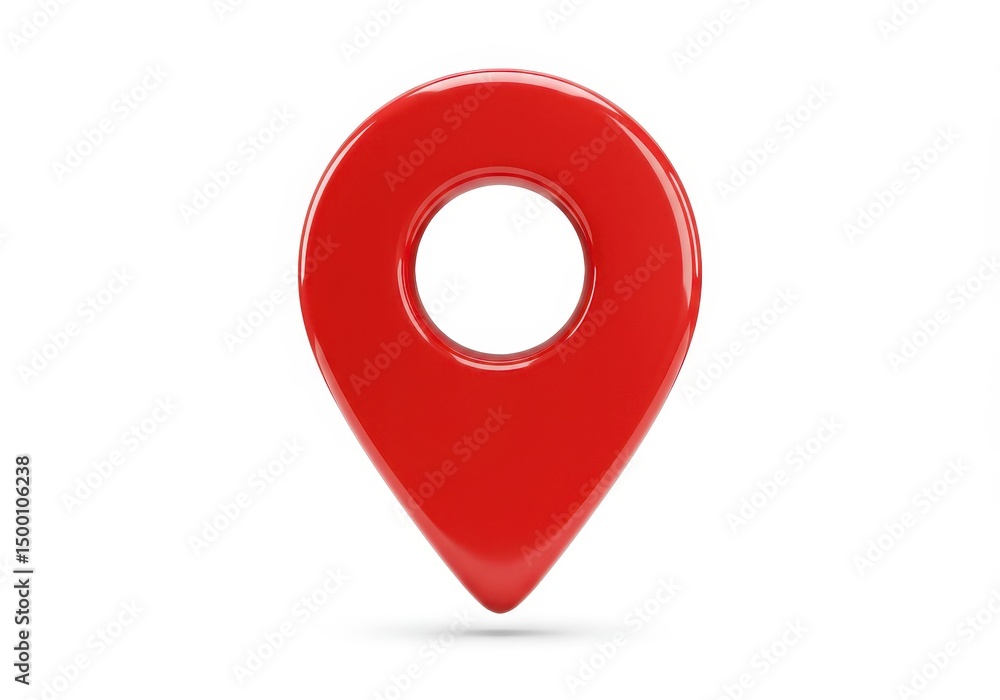 Poster 3d illustration of red map pointer indicating location isolated on white background