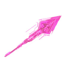 Futuristic Arrow with Digital Overlays in Bright Ne Isolated on Transparent Background