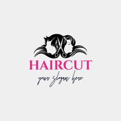 hair cutting and body hair removal logo design vector