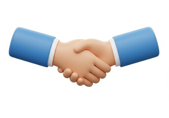 3D Illustration of Cartoon illustration of a handshake isolated on white background