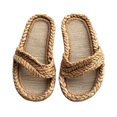 Bohochic Espadrille Sandals with Handwoven Jute Acc Isolated on Transparent Background
