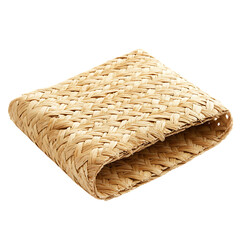 Elegant Minimalist Straw Beach Mat with a Classic W Isolated on Transparent Background