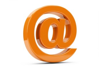 3D Illustration of Orange at sign isolated on white background representing email address