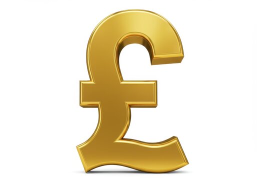 3D Illustration of Golden pound symbol isolated on white background