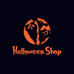 Halloween shop logo design vector