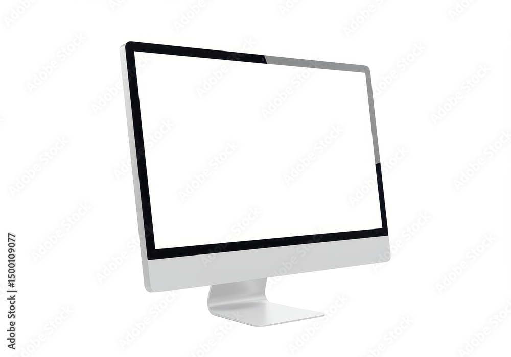 Poster 3d illustration of computer screen with blank display isolated on white background