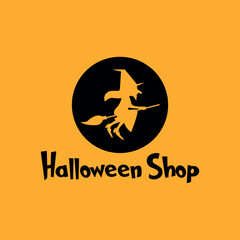 Obraz premium Halloween shop logo design vector