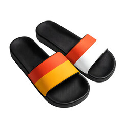 Trendy Slip On Beach Sandals with a Futuristic Desi Isolated on Transparent Background
